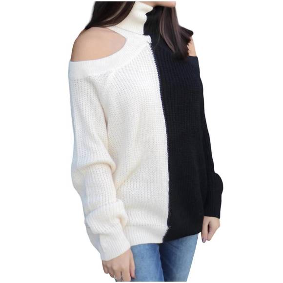 NEW BIBI i'll get it now top sweater in ivory/black - Picture 2 of 3